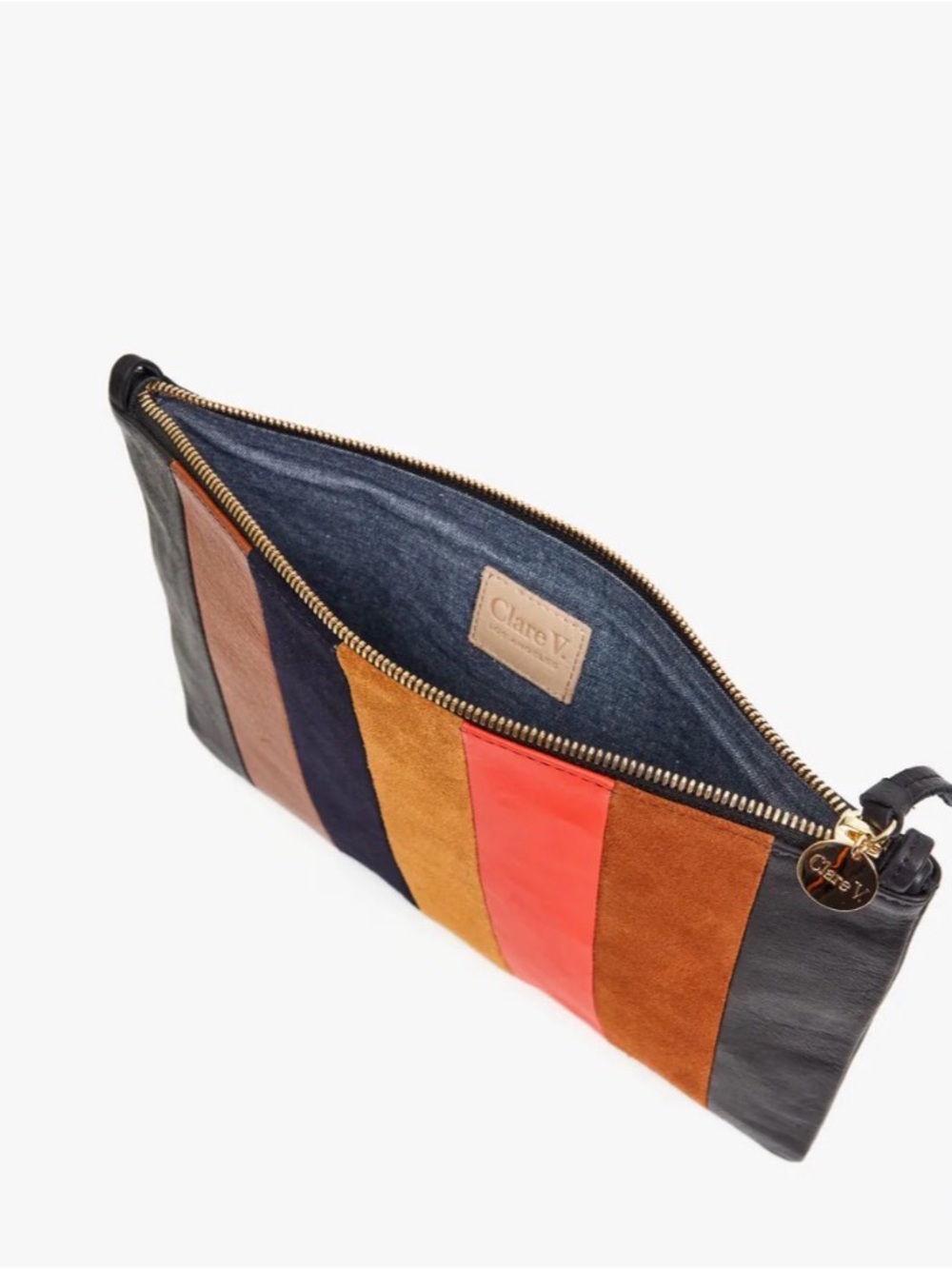 Clare V Flat Clutch w/ Tabs - Suede / Nappa / Rustic Patchwork Original: $255 - Picture 3 of 8